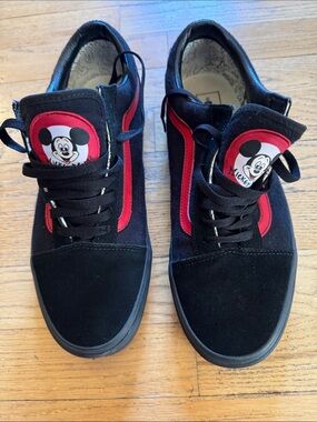 Vans Black and Red Mickey Patch Low-Top Sneakers